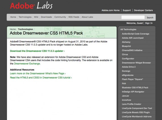 Adobe Labs-html5 pack