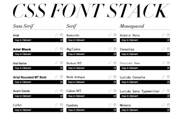 CSS Font Stacks